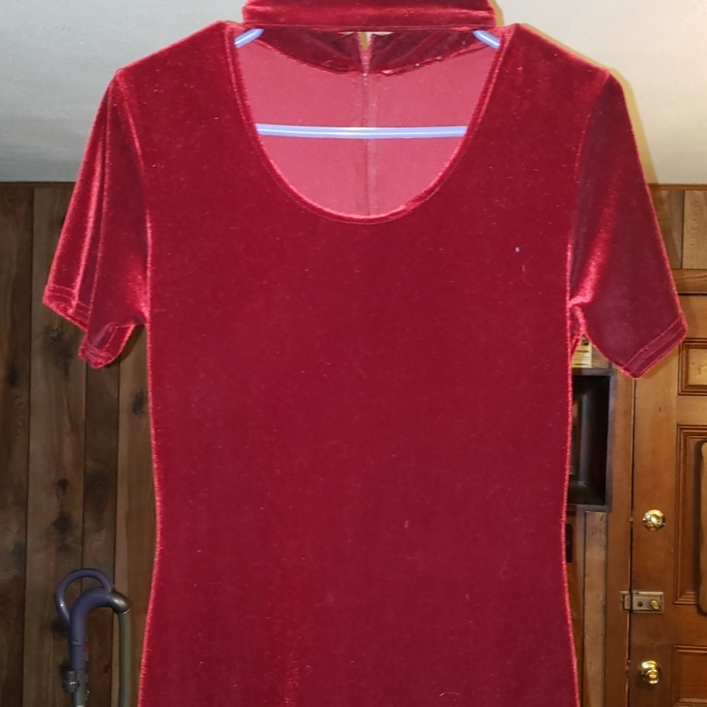 Long red evening gown